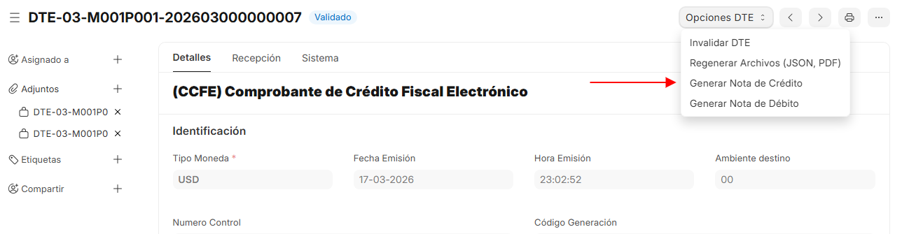 Boton Nota de Crédito
